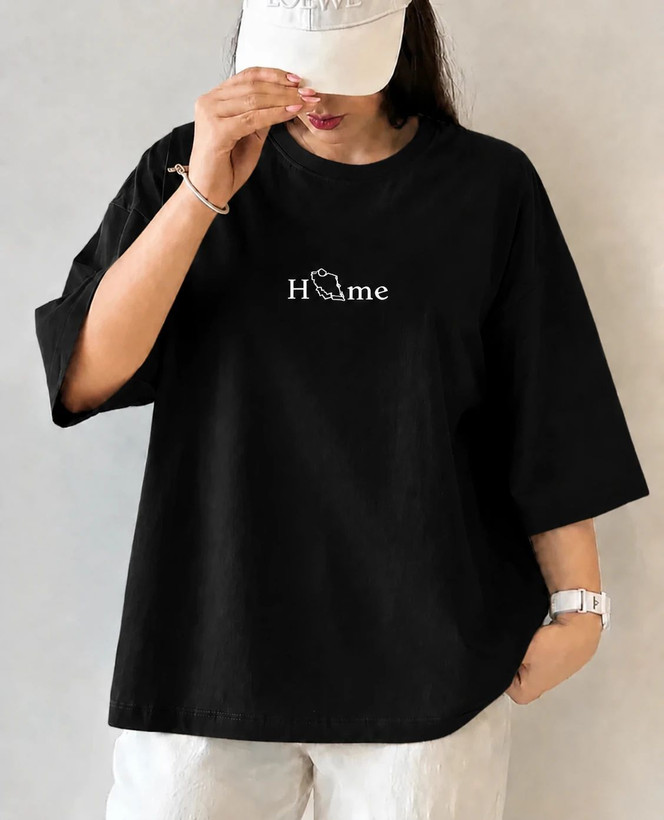 تیشرت باکسی زنونه مردونه نخ پنبه مدل HOME