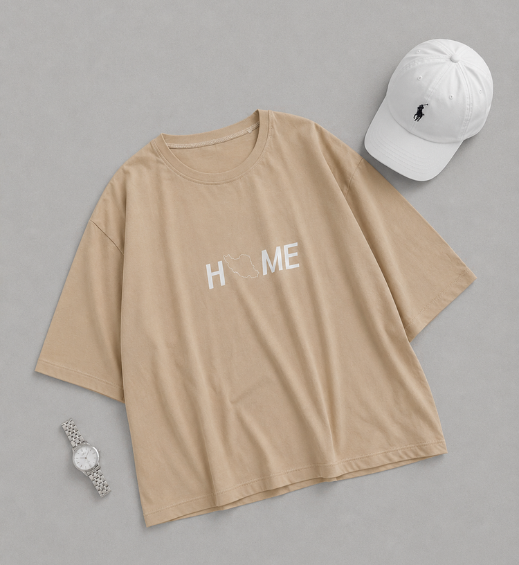 تیشرت باکسی زنونه مردونه نخ پنبه مدل HOME